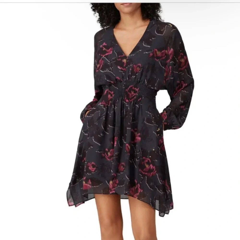 AllSaints Black and Red Floral Dress NWOT - Picture 2 of 6